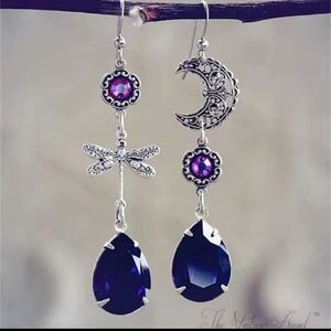 Silver and Purple Dangle Earrings